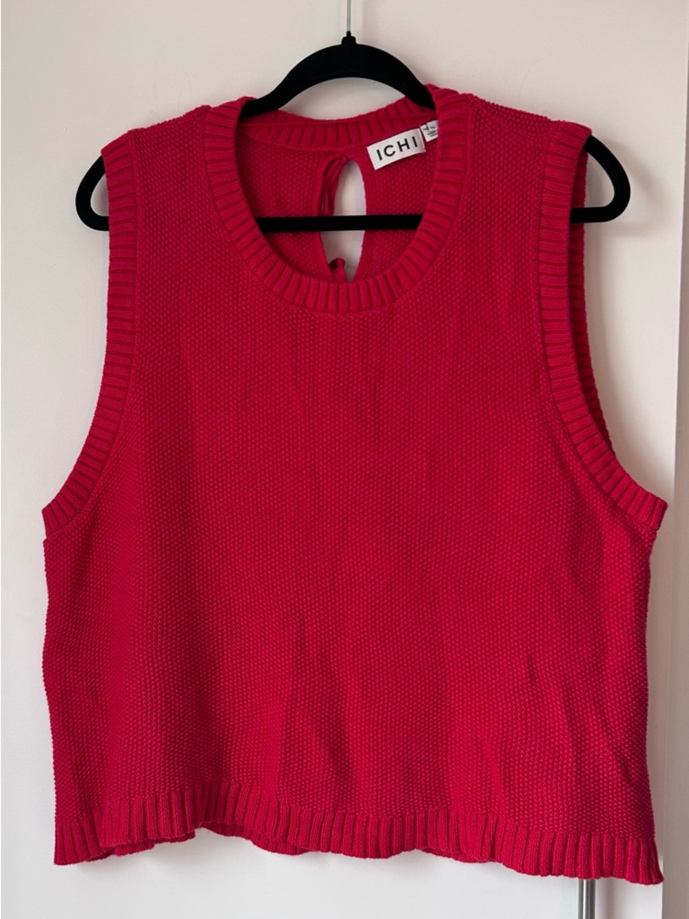 ICHI XL - Women's Red  Sleeveless Knit Top with tie-back